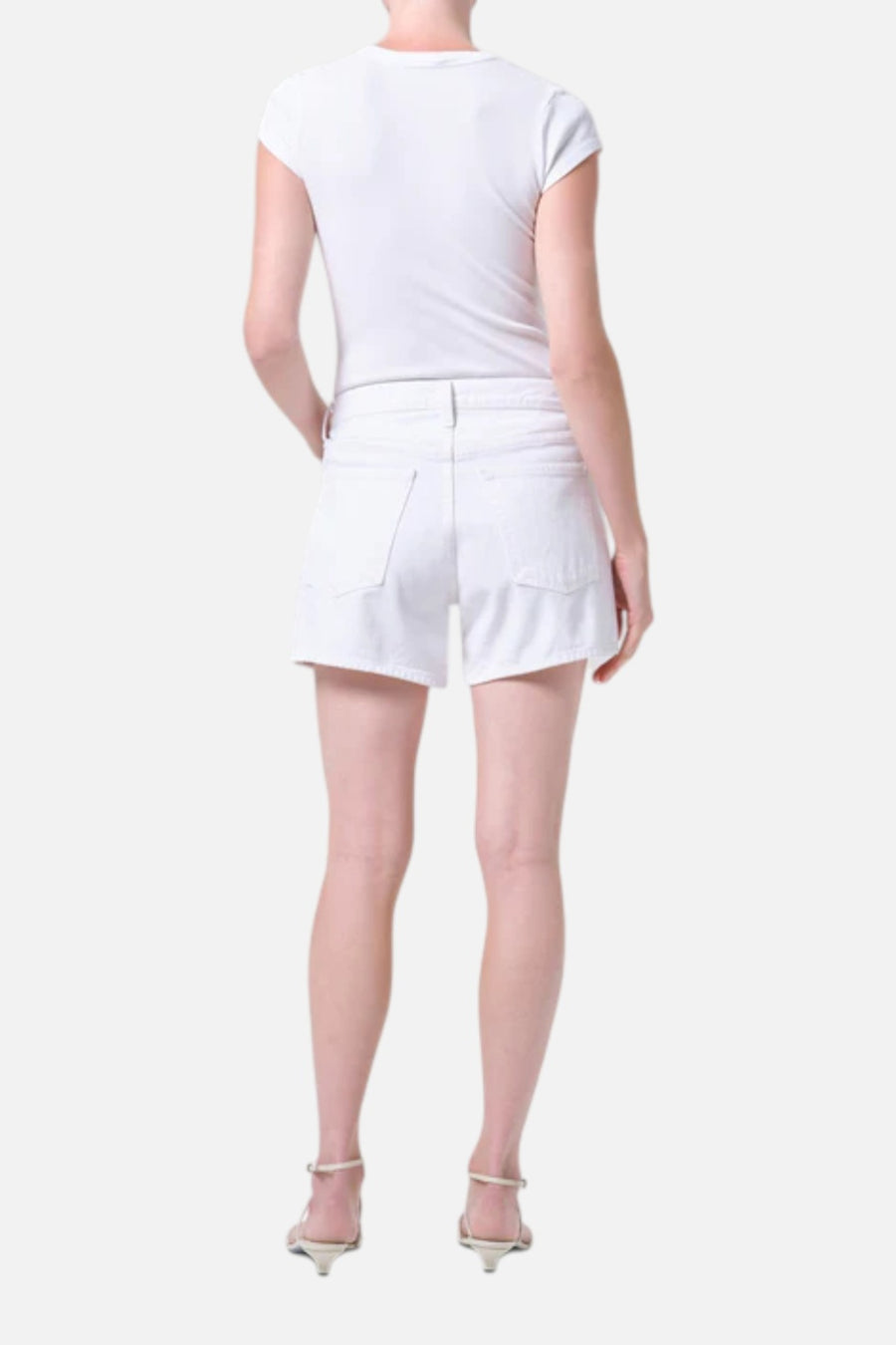 AGOLDE Parker Long Short in Marshmallow – side view