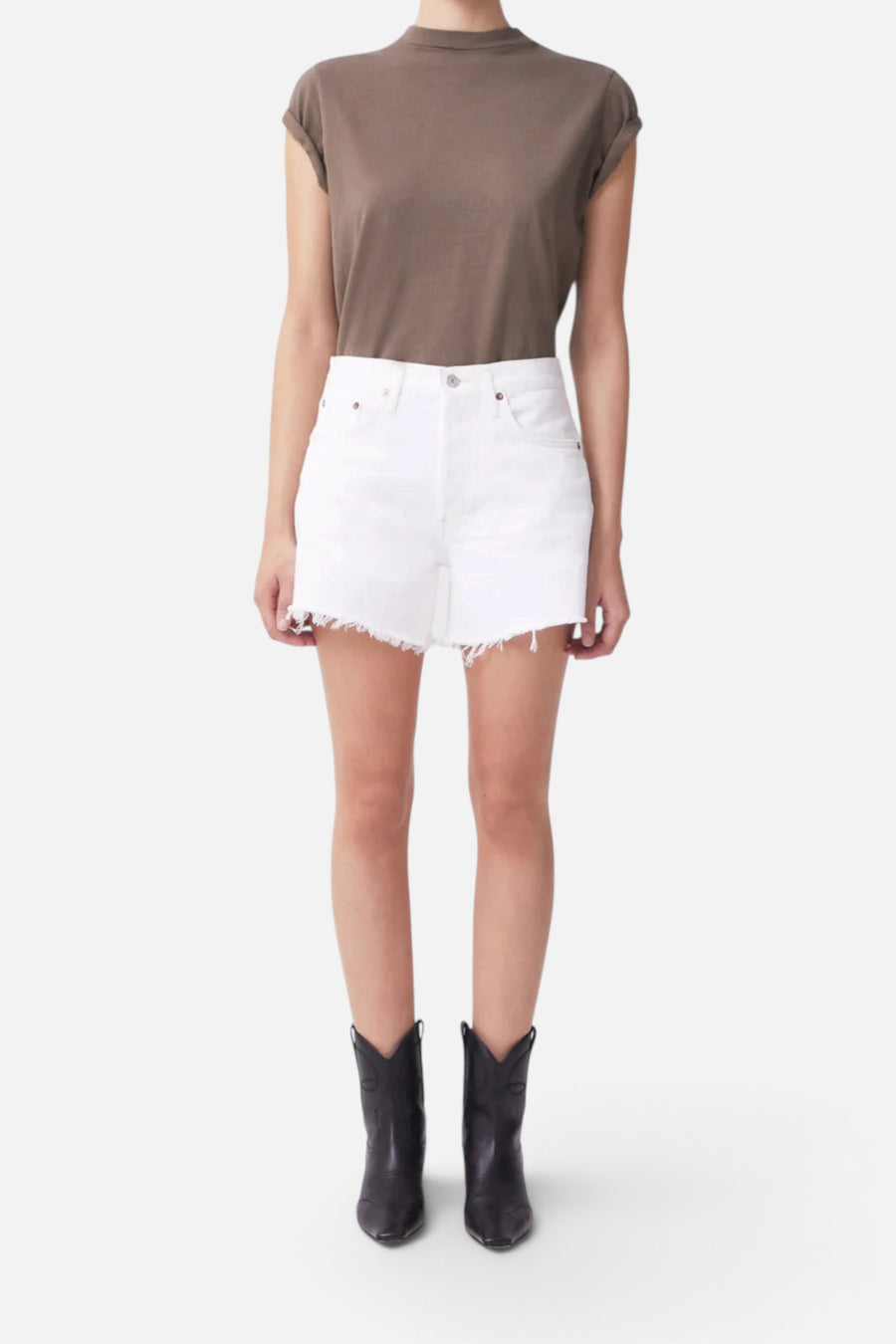 Agolde Parker Long Short Panna Cotta – back view