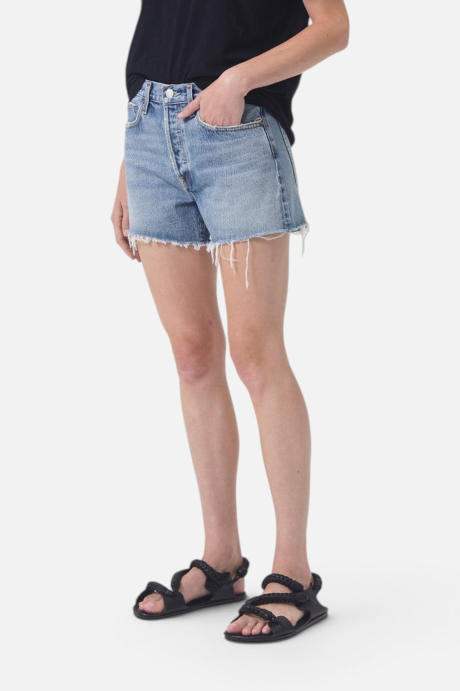 Agolde Parker Long Short in Wheel – detail