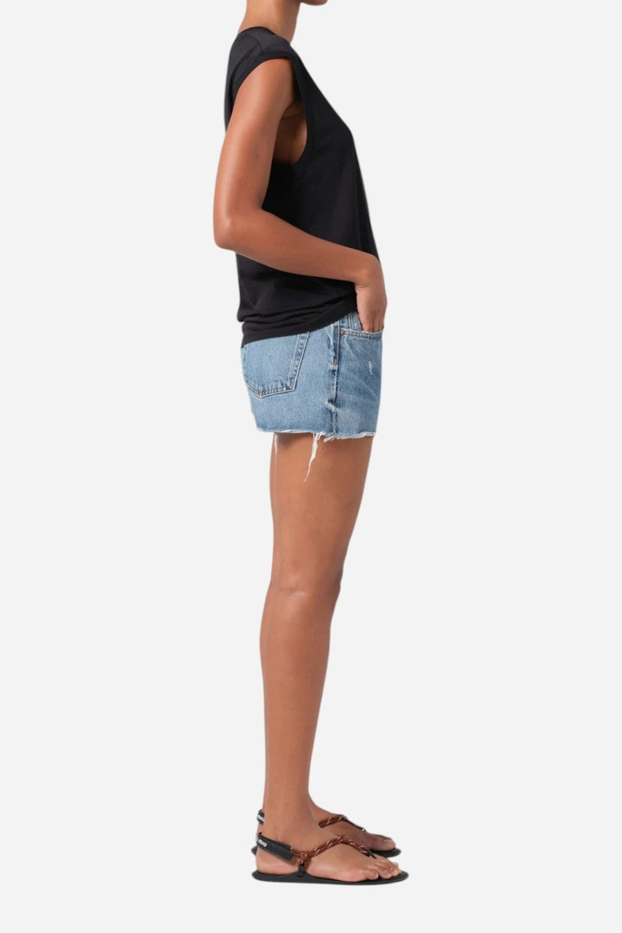 Agolde Parker Vintage Cut Off Short in Chorus – side view