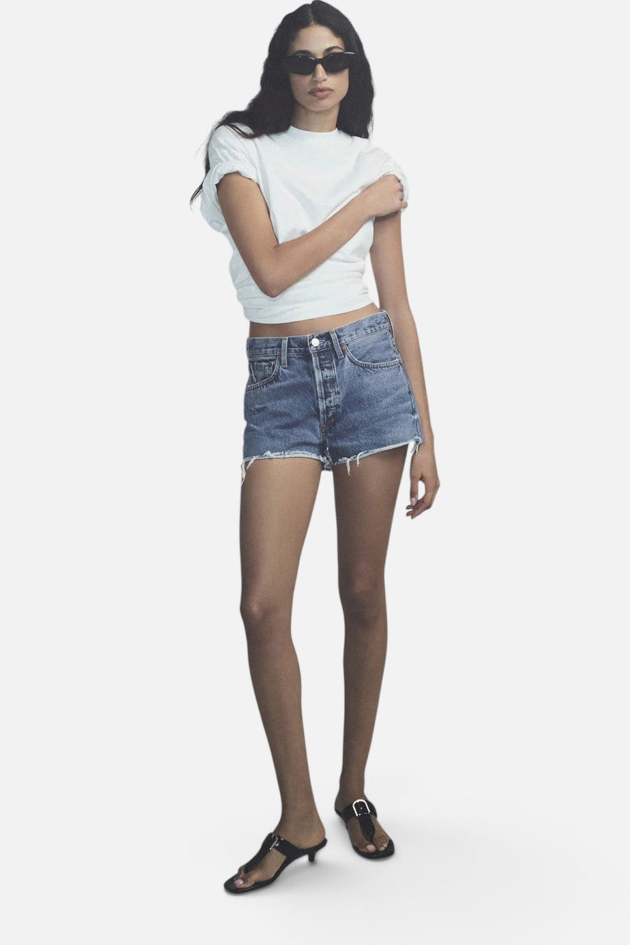 Agolde Parker Vintage Cut Off Short in Chorus – side view
