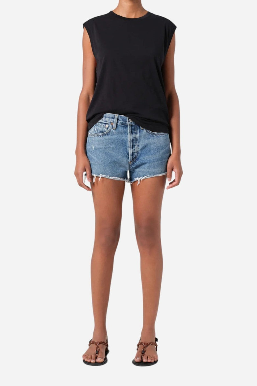 Agolde Parker Vintage Cut Off Short in Chorus – side view