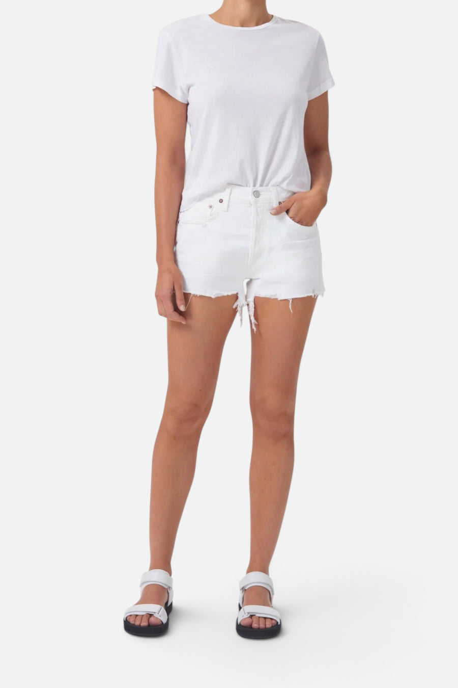 Agolde Parker Vintage Cut Off Short in Dough – front view