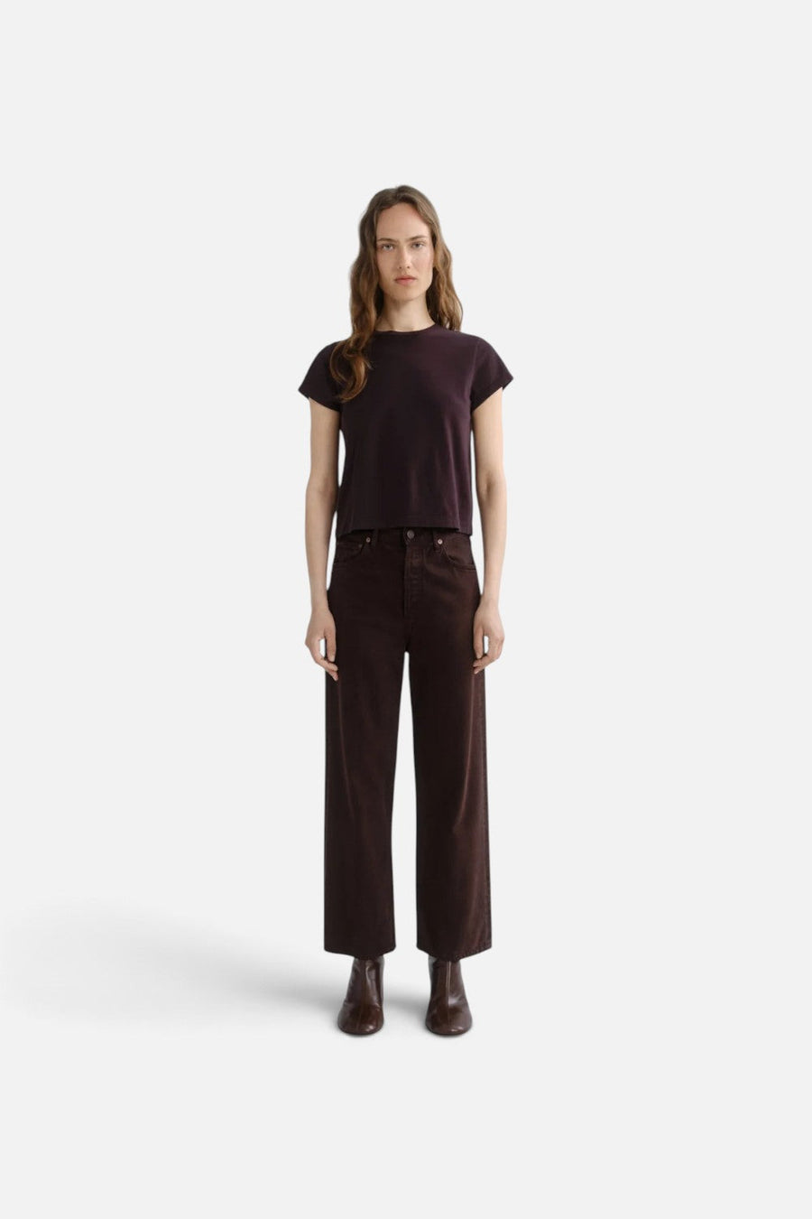Agolde Ren High-Rise Wide Leg Jean in Sloe Berry – back view