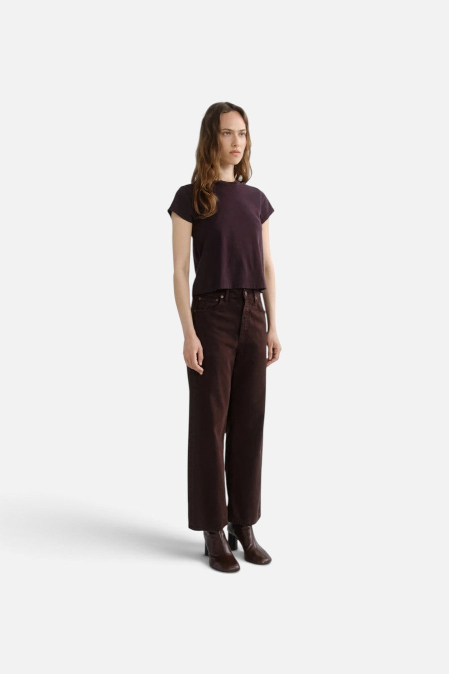 Agolde Ren High-Rise Wide Leg Jean in Sloe Berry – detail