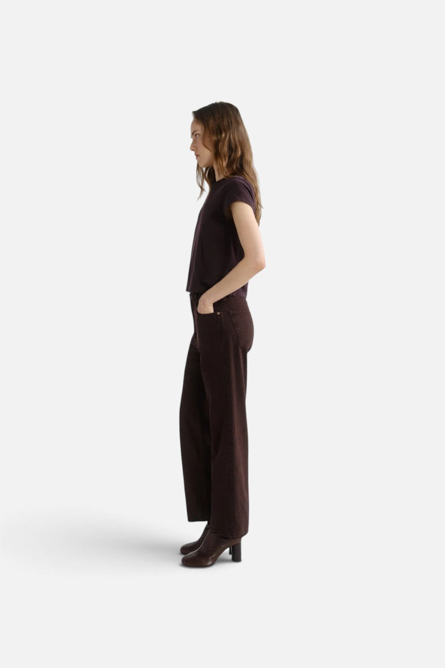 Agolde Ren High-Rise Wide Leg Jean in Sloe Berry – flat lay