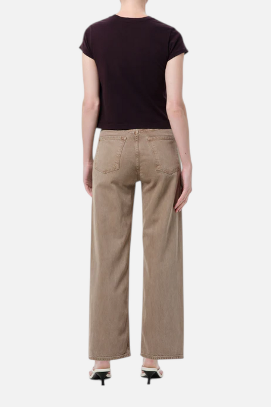 Agolde Ren High-Rise Wide Leg Jean in Trail Medium Grey Brown – back view
