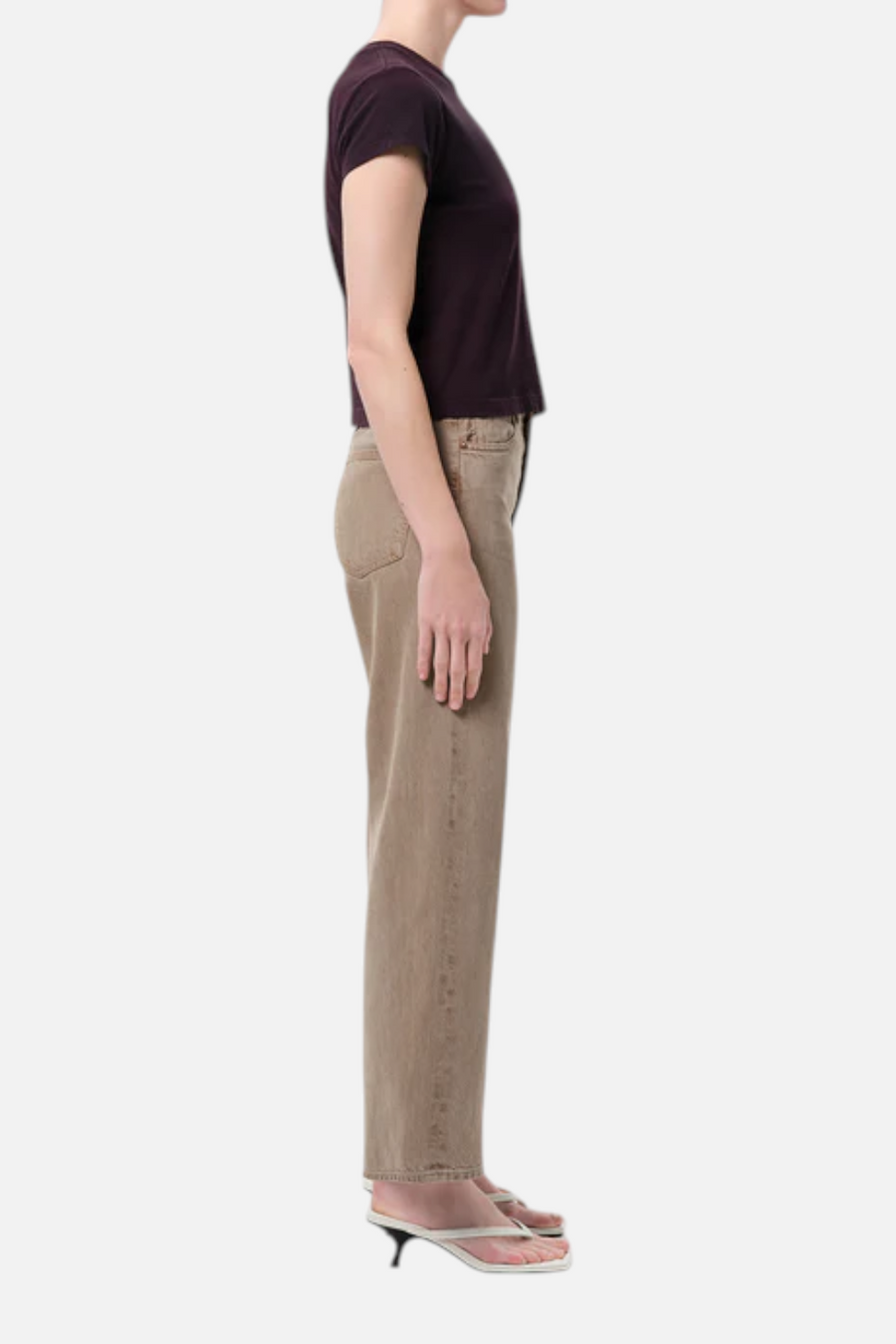 Agolde Ren High-Rise Wide Leg Jean in Trail Medium Grey Brown – side view