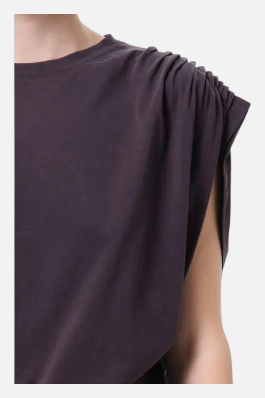 Agolde Roma One-Shoulder T-Shirt in Shade Black – back view
