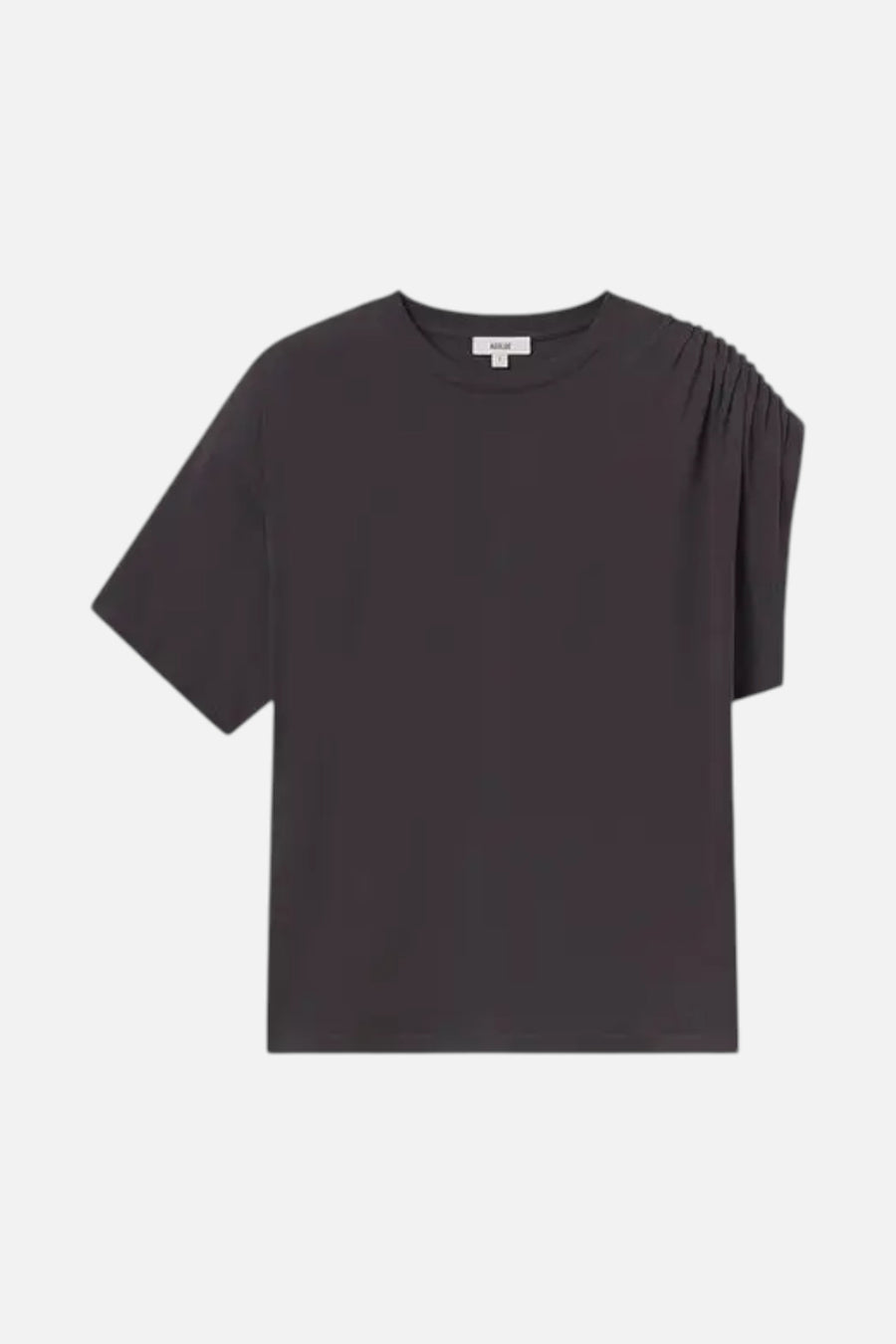 Agolde Roma One-Shoulder T-Shirt in Shade Black – flat lay