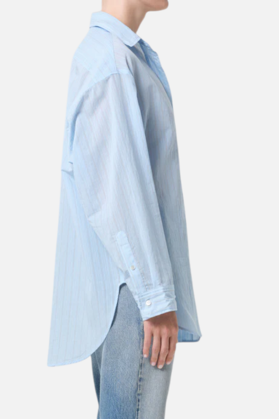AGOLDE Sona Shirt in Fontana Stripe and Powder Blue – back view