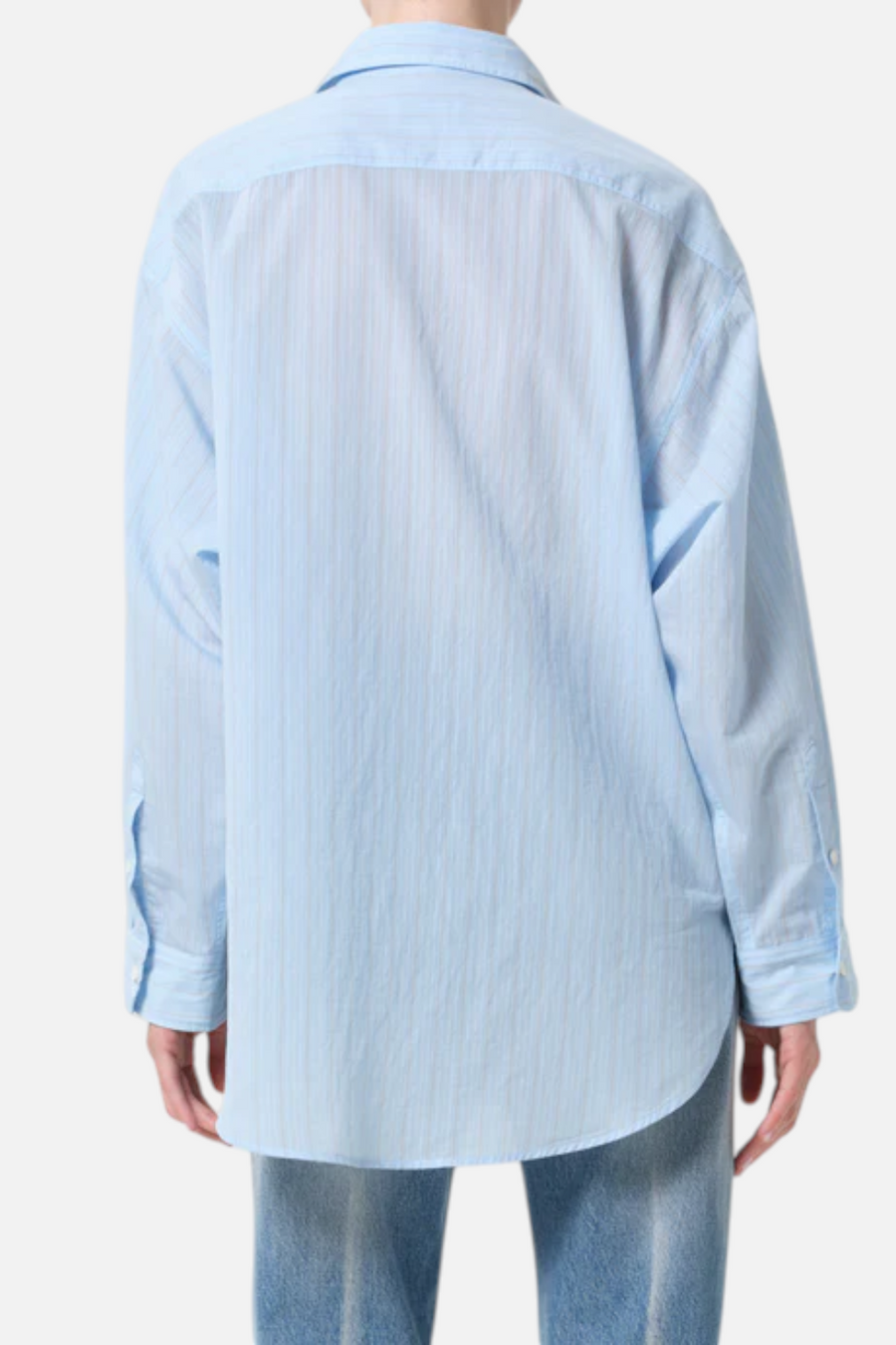 AGOLDE Sona Shirt in Fontana Stripe and Powder Blue – side view