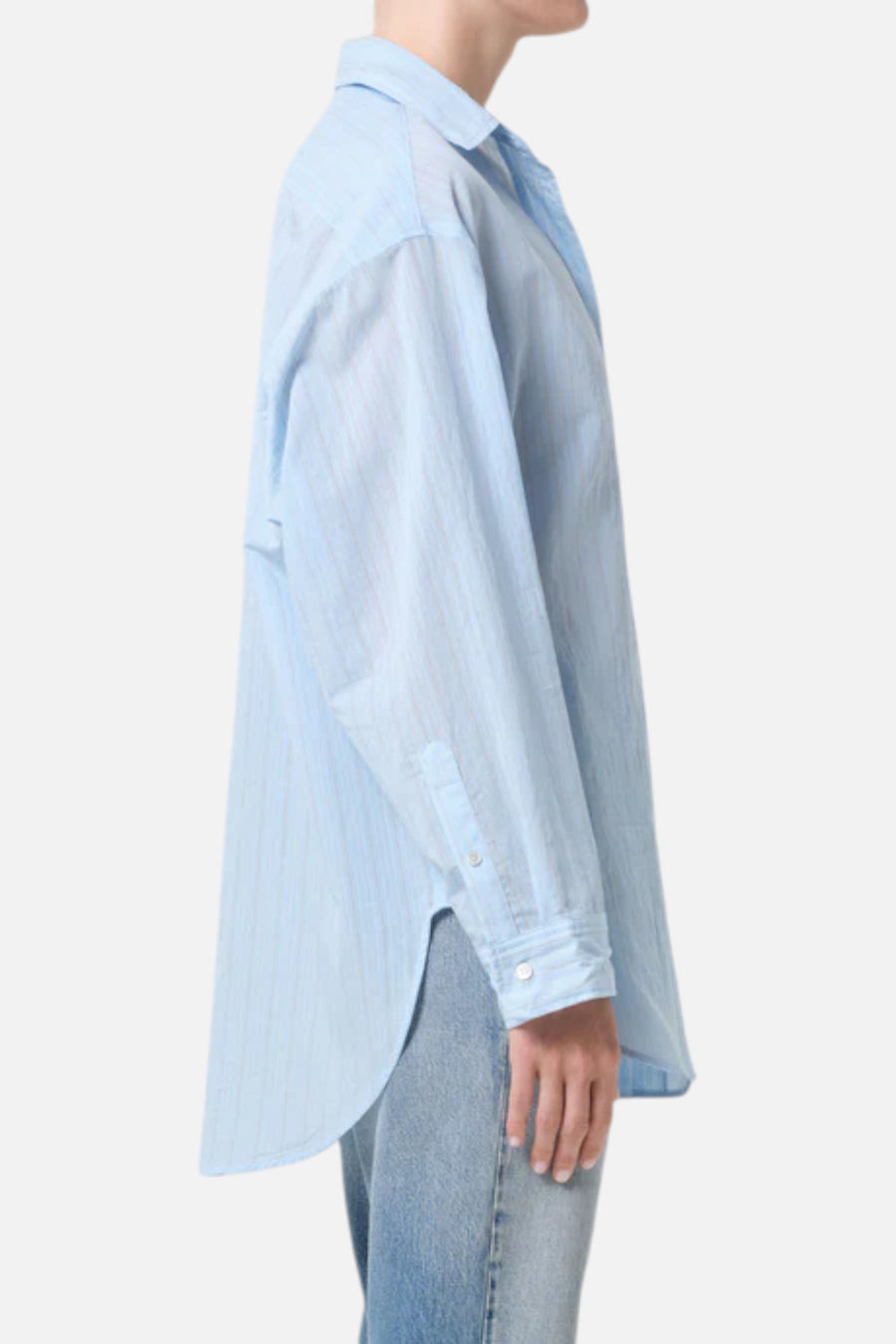 AGOLDE Sona Shirt in Fontana Stripe and Powder Blue – side view