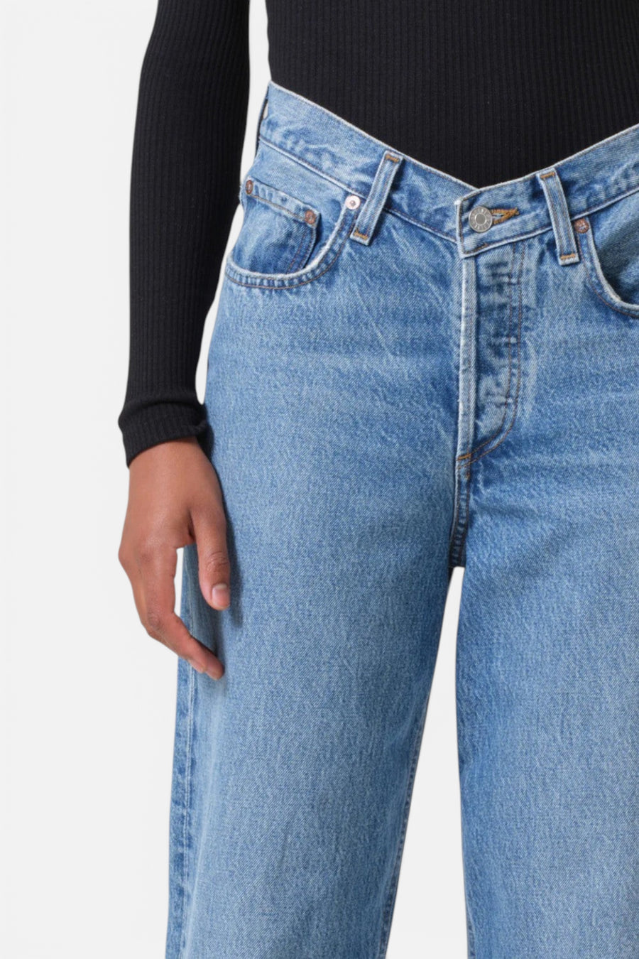 Agolde V-Waist Baggy in Fairway – flat lay