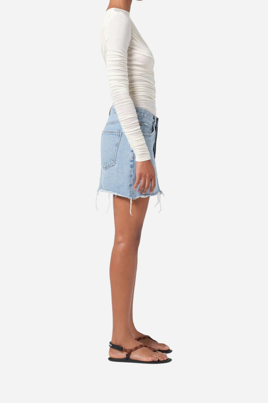 Agolde V-Waist Mini Skirt in Force – side view