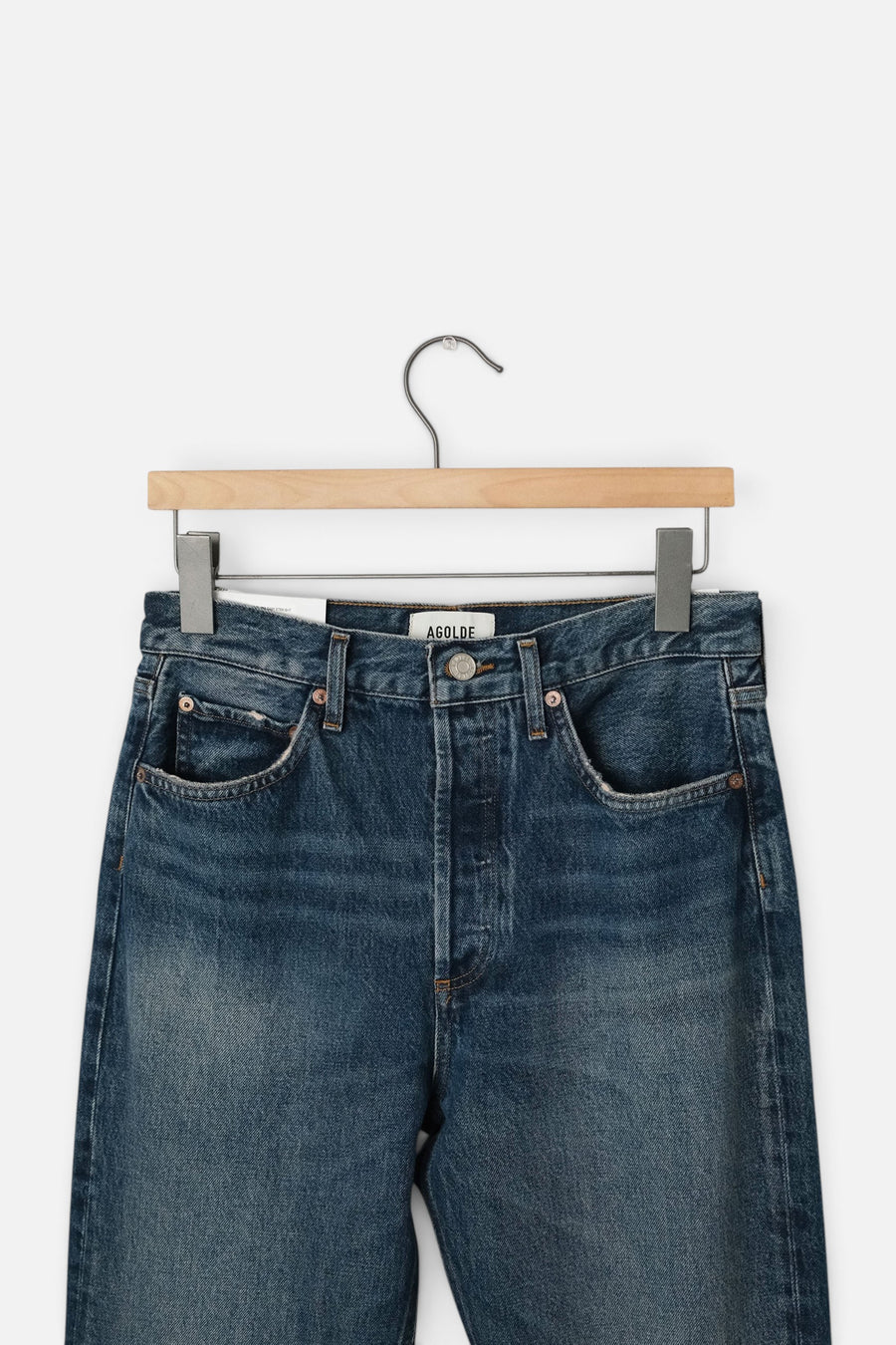 Agolde Women's Fran Low Slung Easy Straight Jean in Intersection – detail