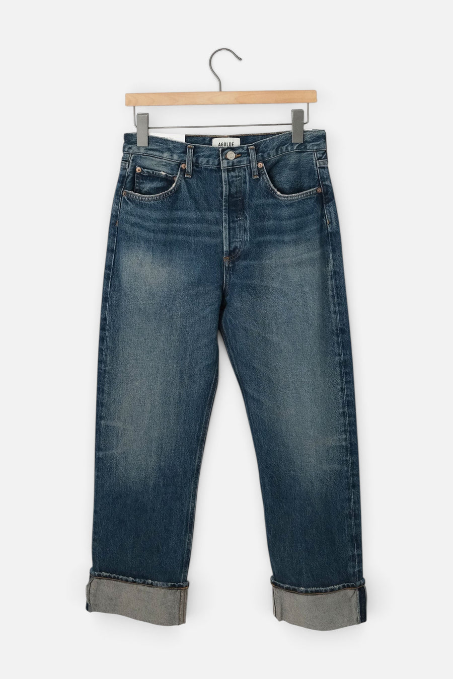 Agolde Women's Fran Low Slung Easy Straight Jean in Intersection – front view