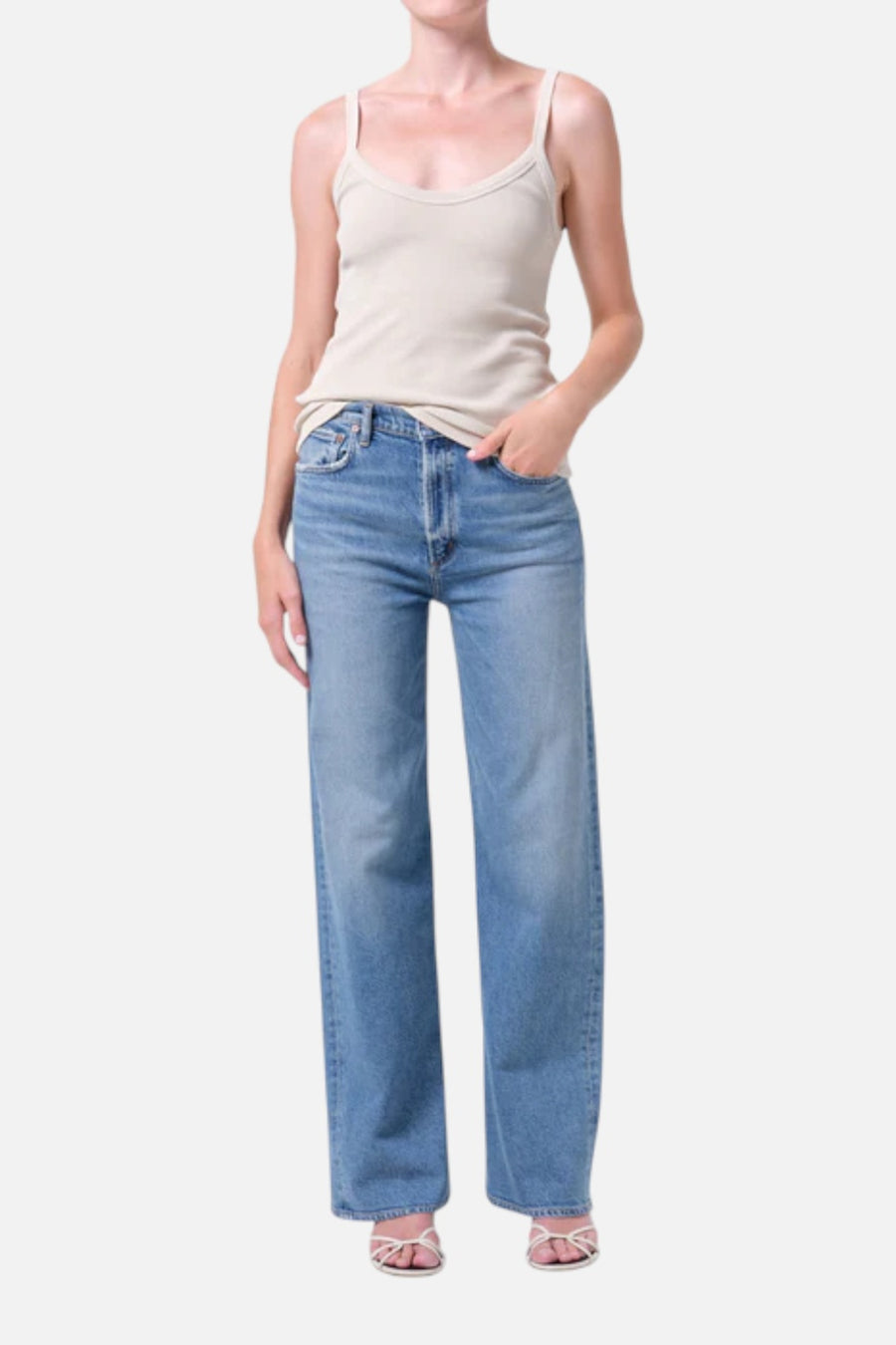 Agolde Women's Ren High Rise Wide Leg 32" in Measure – on model