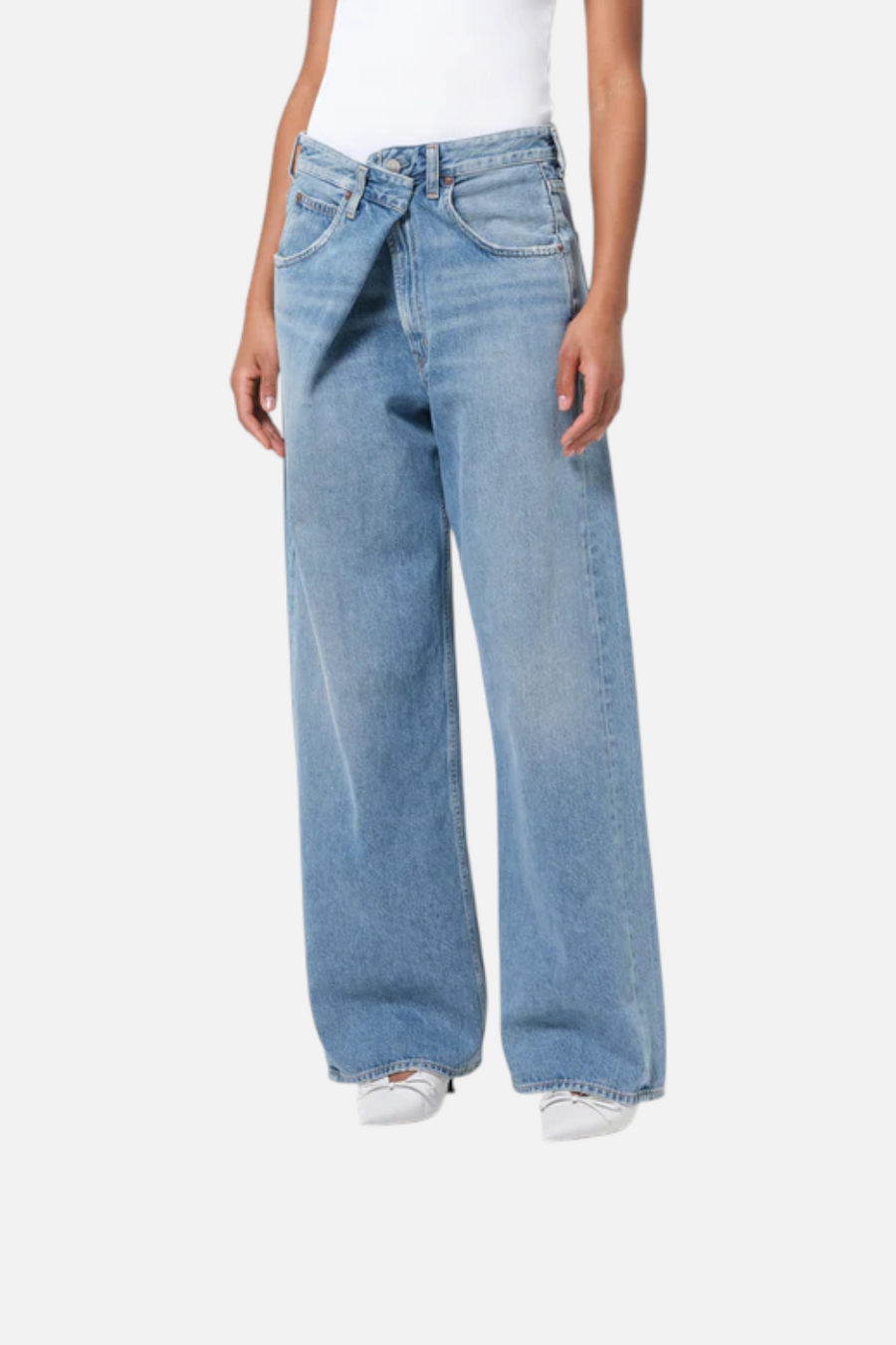 Agolde Women's Vana Fold Jean in Mantra – flat lay