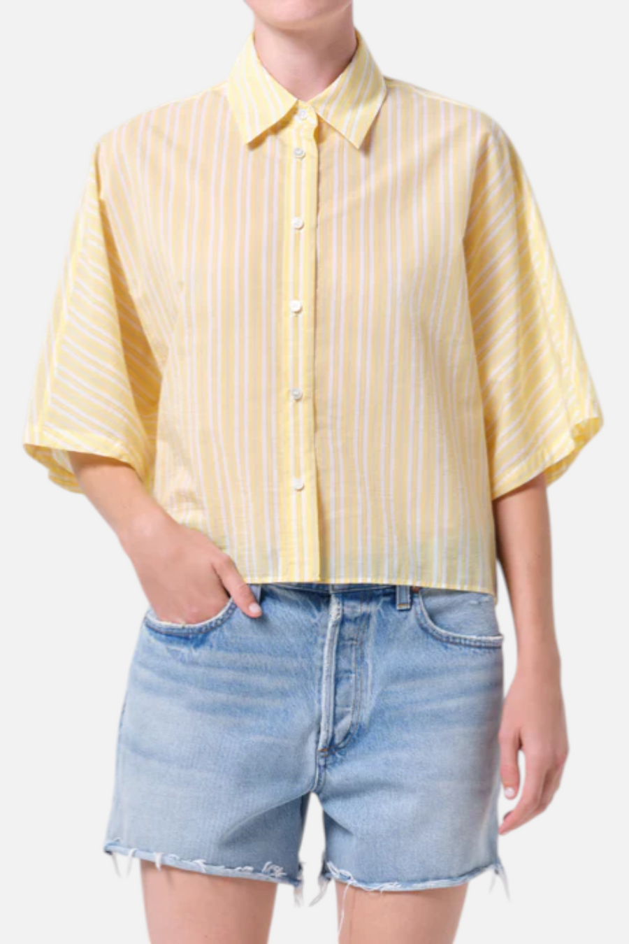 AGOLDE Merrin Shirt in Lemon Drop