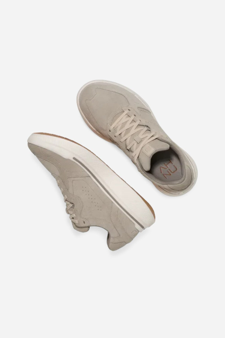 AHNU Women's Sequence 1.1 Suede in Oatmeal – flat lay
