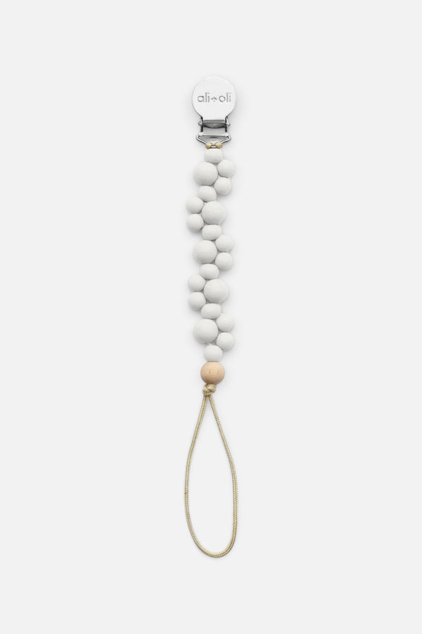 Ali + Oli Pacifier Clip Bubbles in Pure White