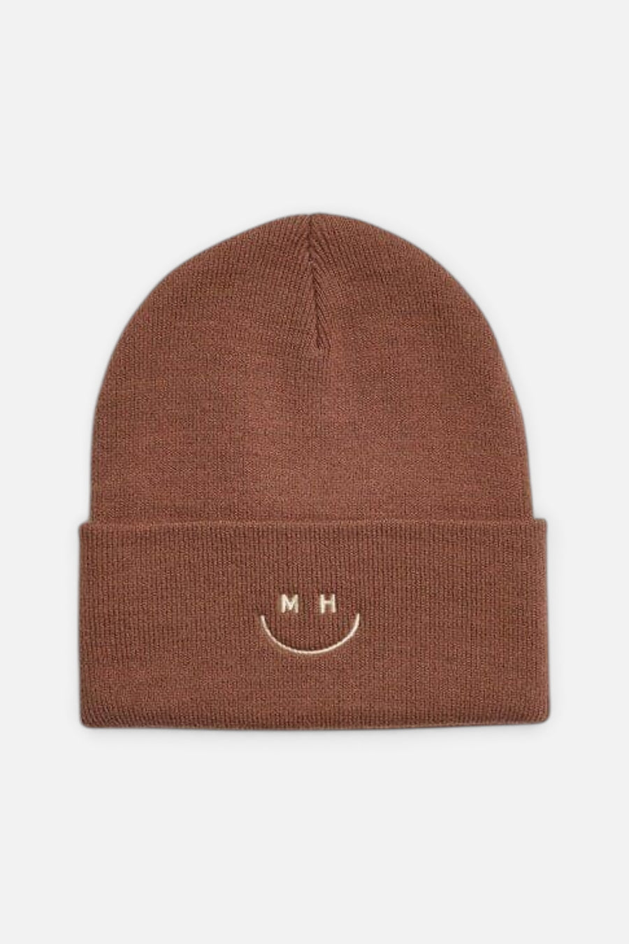 Alice & Wonder Toddler Mad Hatter Smiley Cuff Beanie in Roasted Pecan – front view