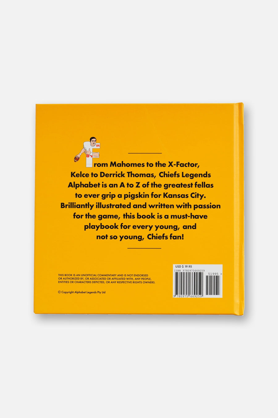 Alphabet Legends Chiefs Legends Book – back view