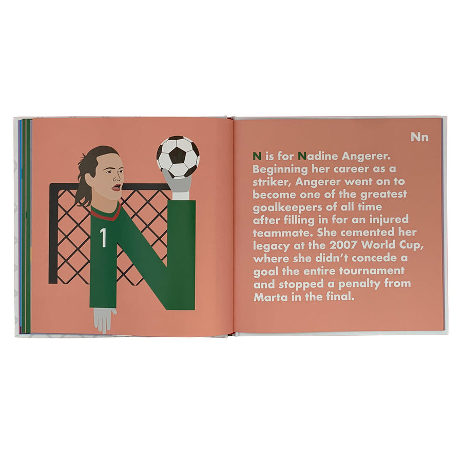 Alphabet Legends Soccer Legends Alphabet Book: Women – flat lay