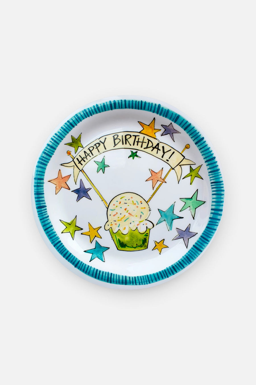 Always Relish Happy Birthday Cupcake Plate – back view
