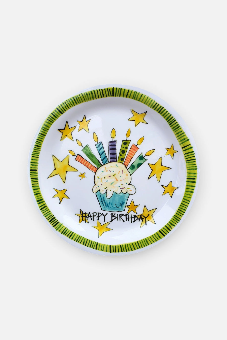 Always Relish Happy Birthday Cupcake Plate – side view