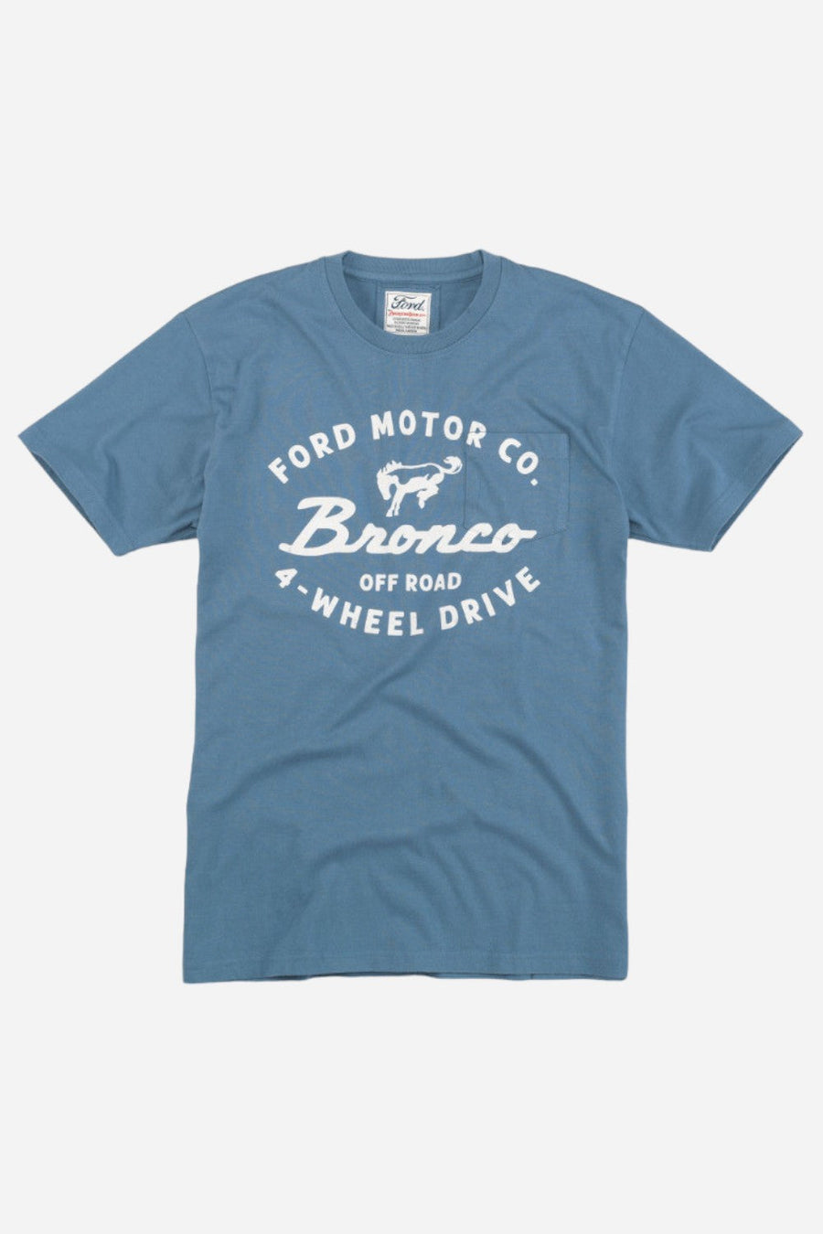American Needle Bronco Burton Pocket Tee in Captains Blue – front view
