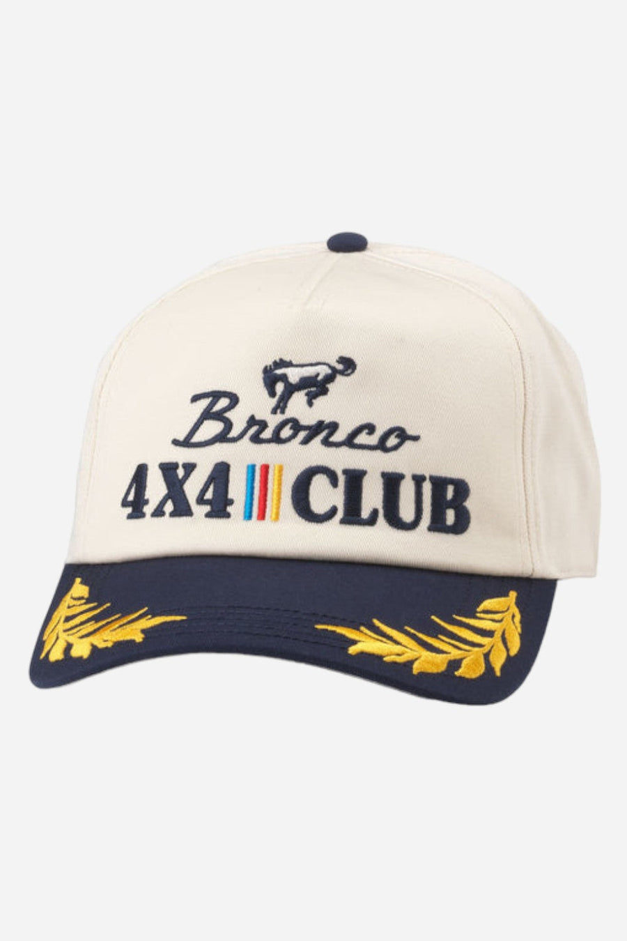 American Needle Bronco Club Captain Hat in Ivory Navy – front view