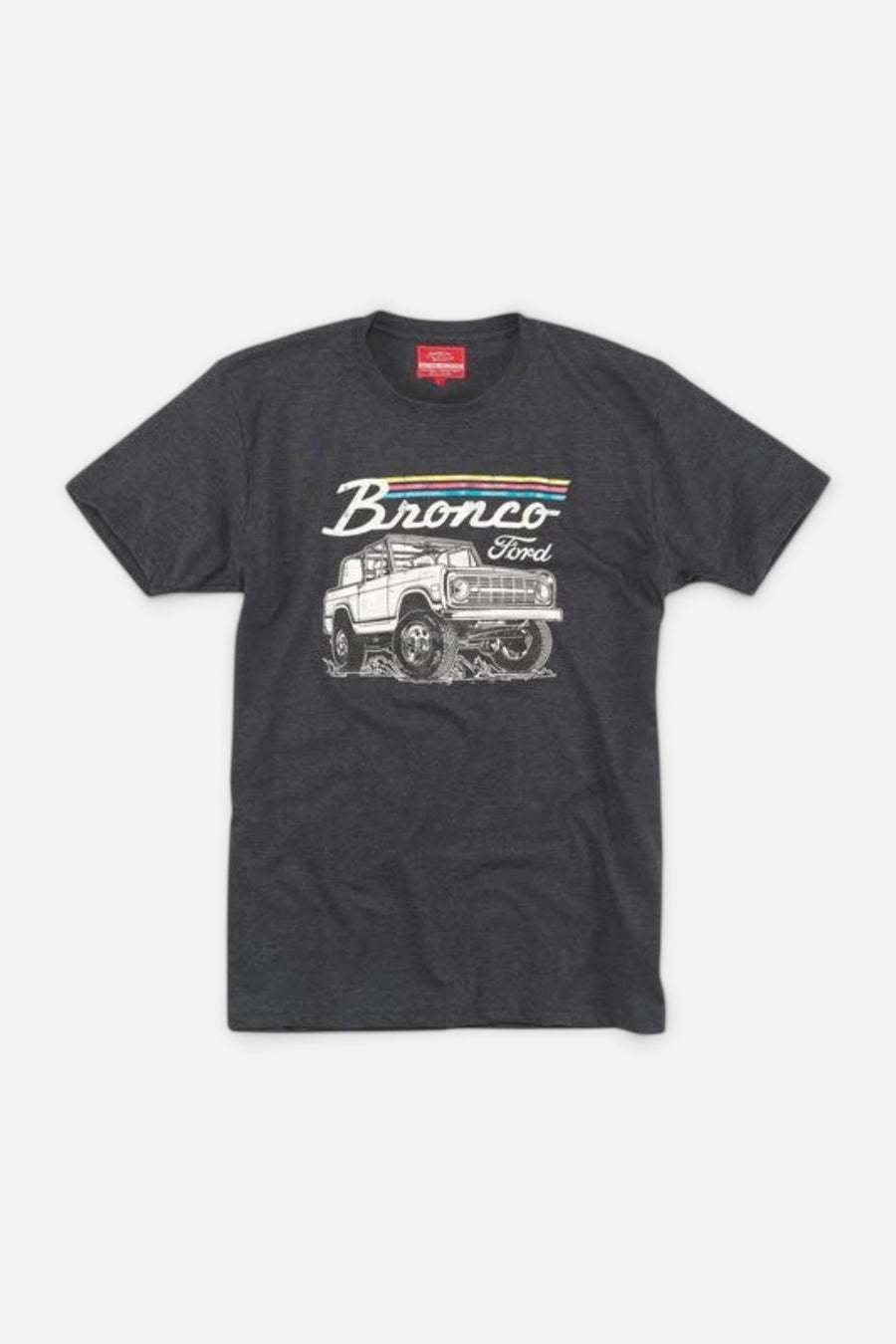 American Needle Bronco Red Label Tee in Heather Charcoal – front view