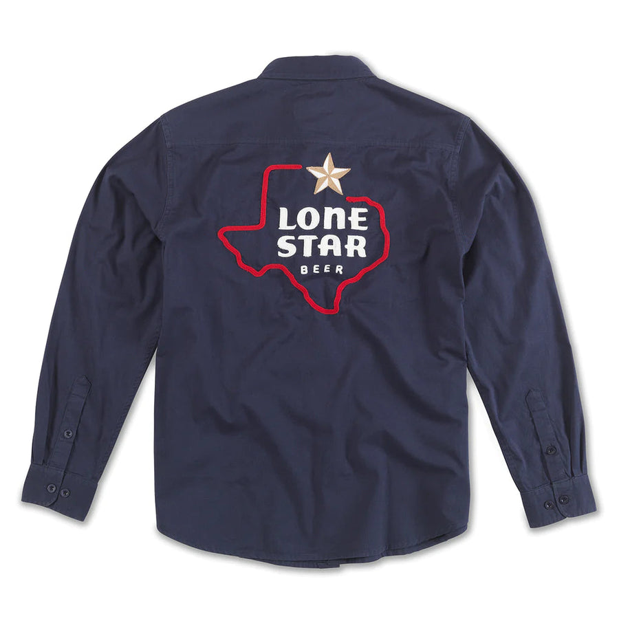 American Needle Daily Grind Lone Star Long Sleeve Button Up in Navy – back view