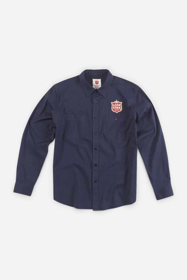 American Needle Daily Grind Lone Star Long Sleeve Button Up in Navy