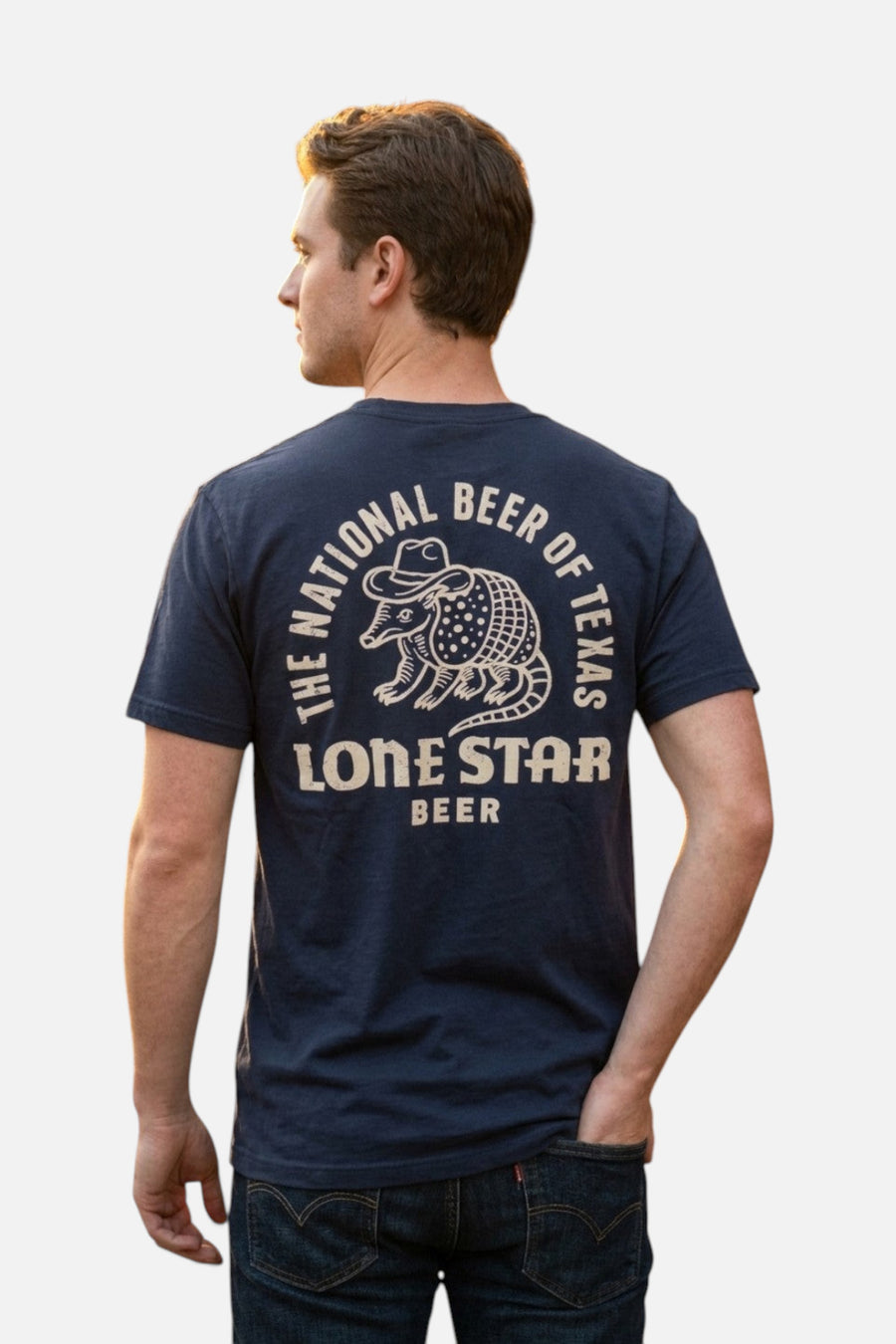 American Needle Lone Star Armadillo Tee in Navy – back view