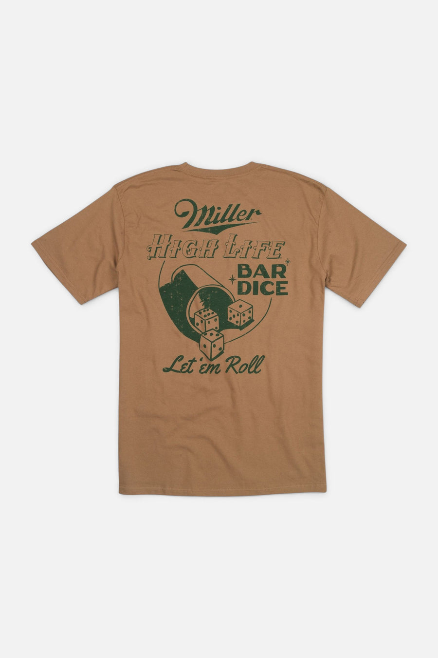 American Needle Miller High Life Bar Dice RL2 T-Shirt in Toasted Coconut – back view