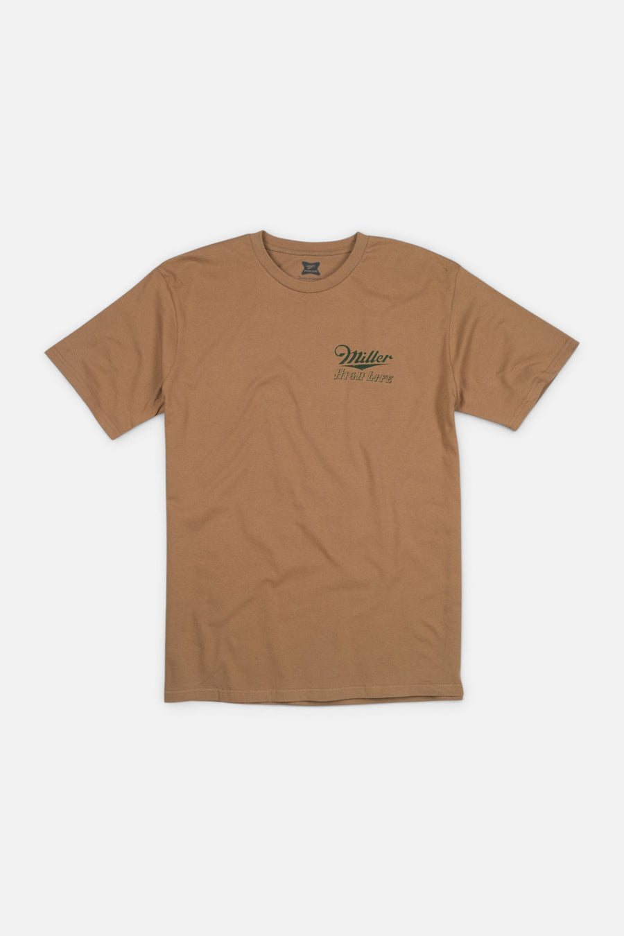 American Needle Miller High Life Bar Dice RL2 T-Shirt in Toasted Coconut – front view