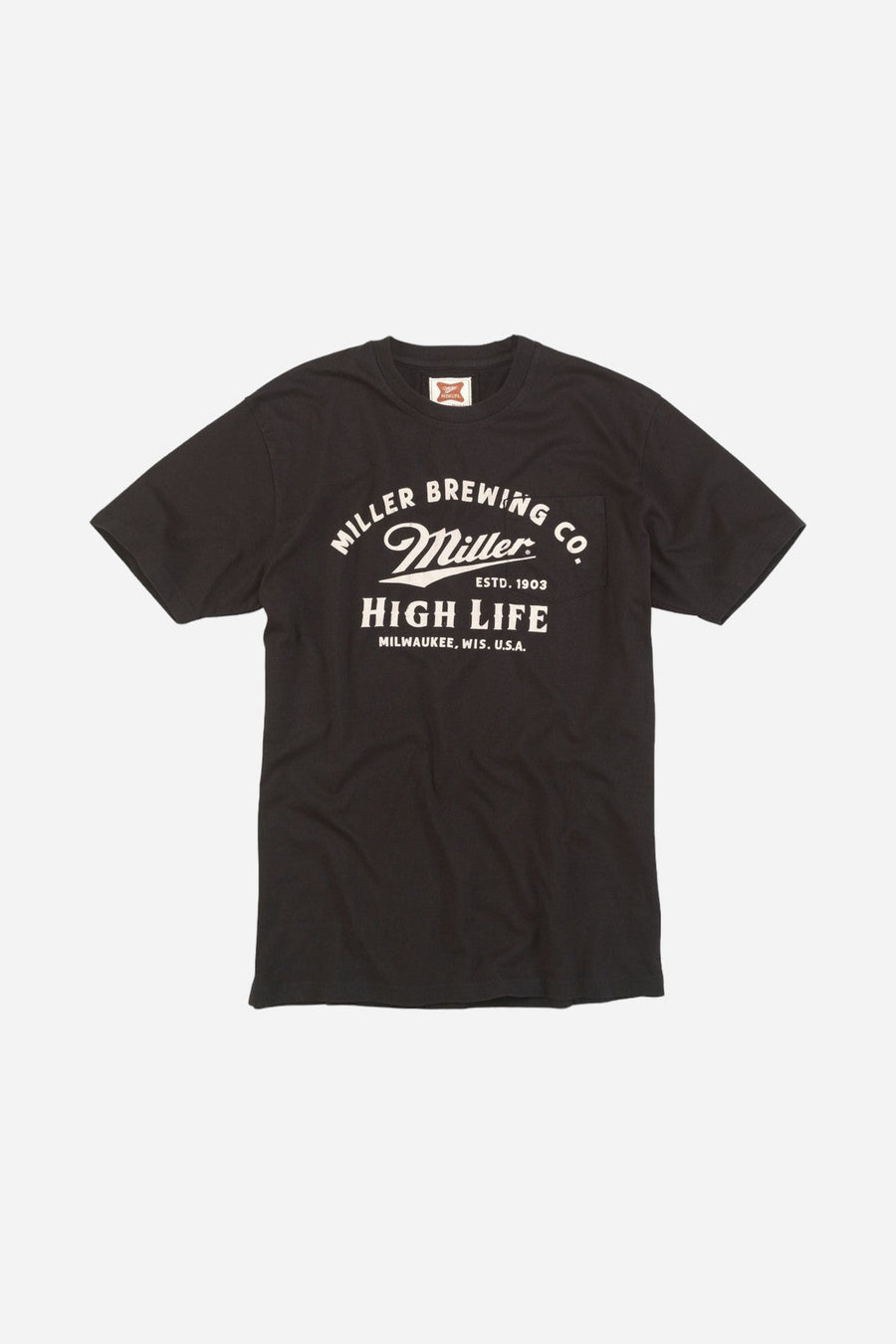 American Needle Miller High Life Burton Pocket Tee in Black – side view