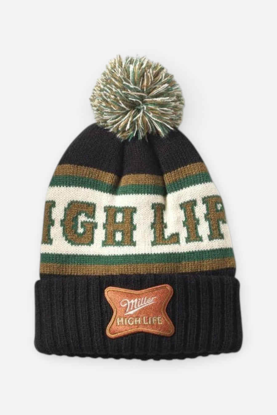 American Needle Miller High Life Pillow Line Knit Benie in Black Gold – front view
