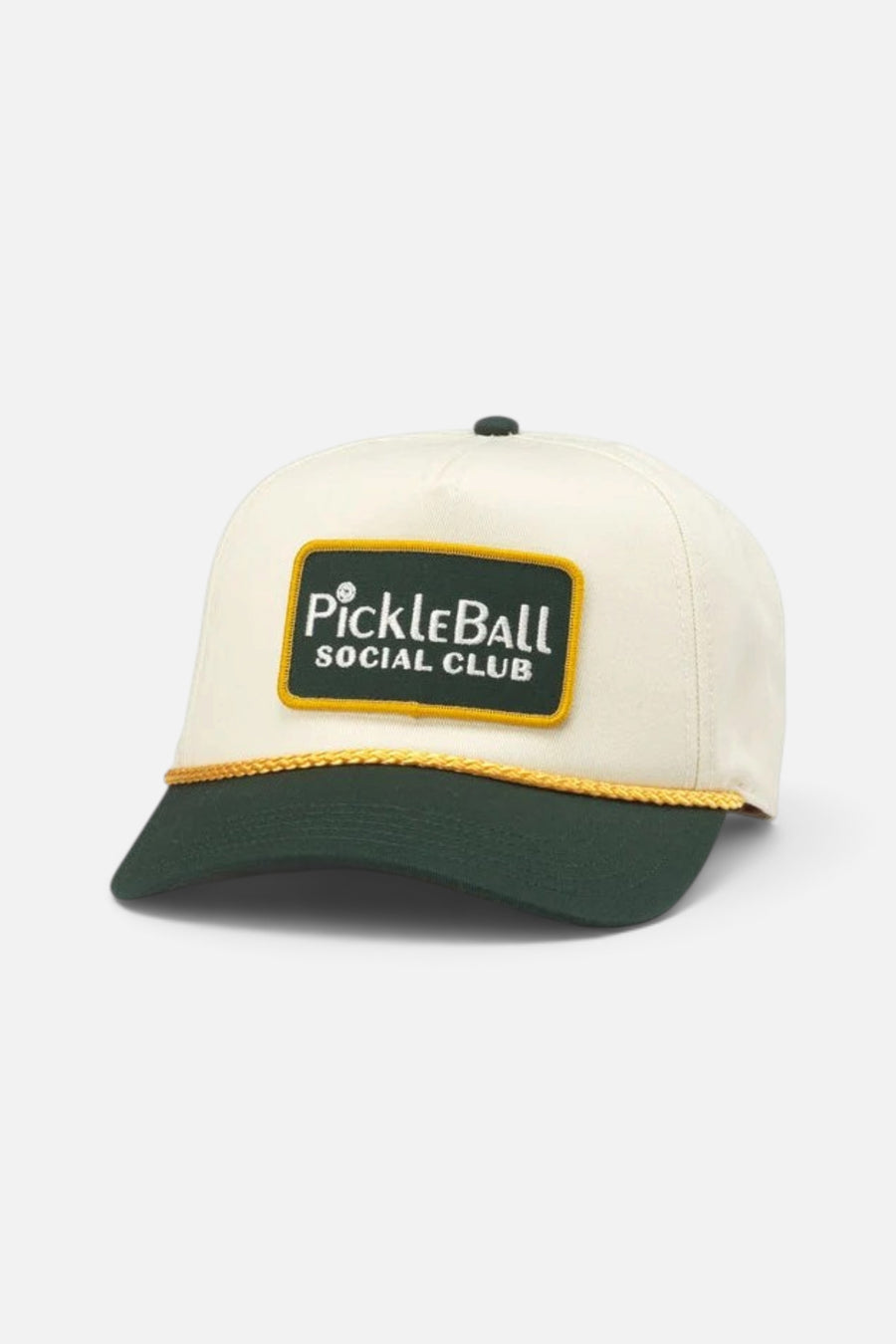 American Needle Pickle Ball Roscoe Snapback Hat in Ivory Bottle – front view