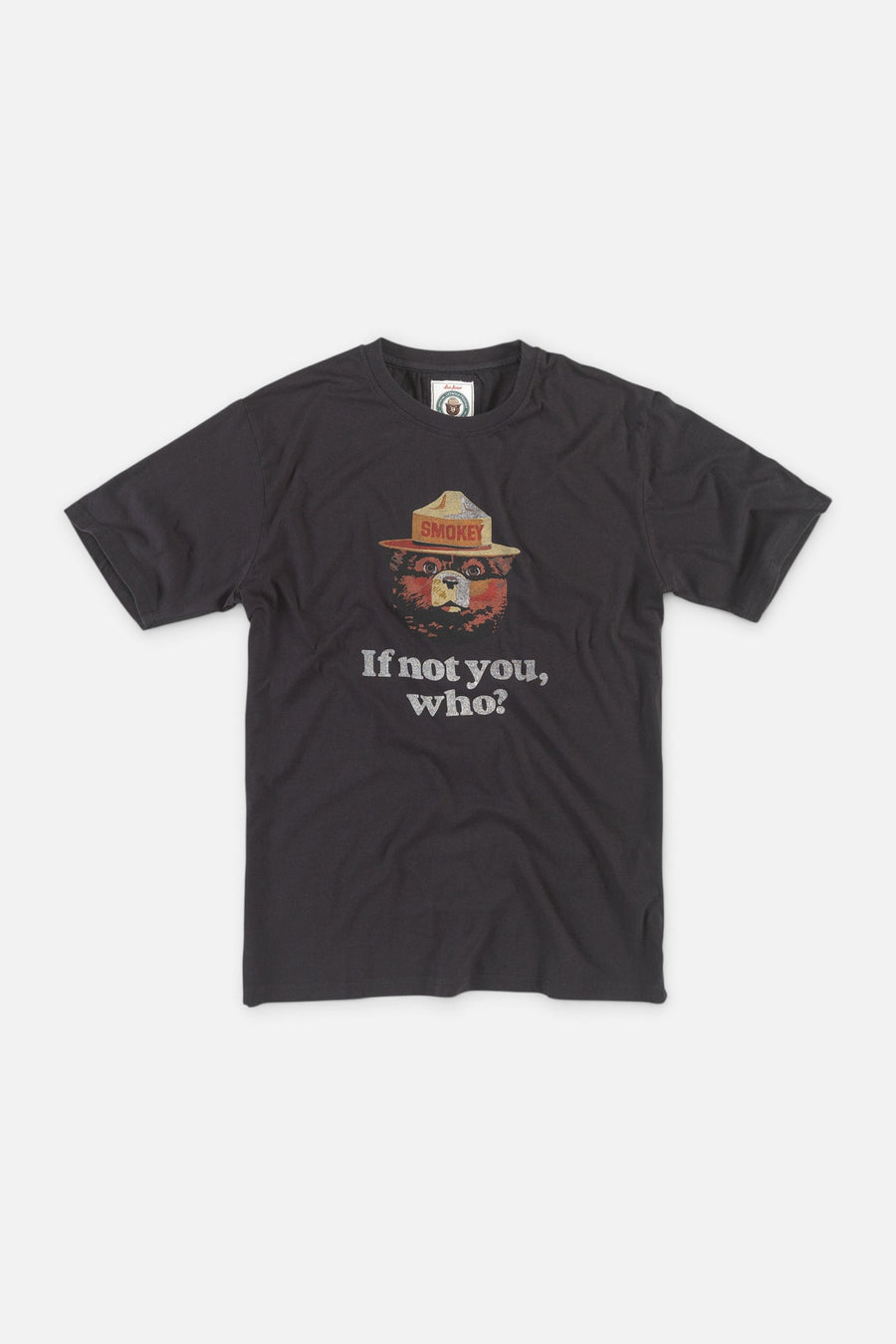 American Needle Smokey Bear Vintage Fade Brass Tacks T-Shirt in Black – front view