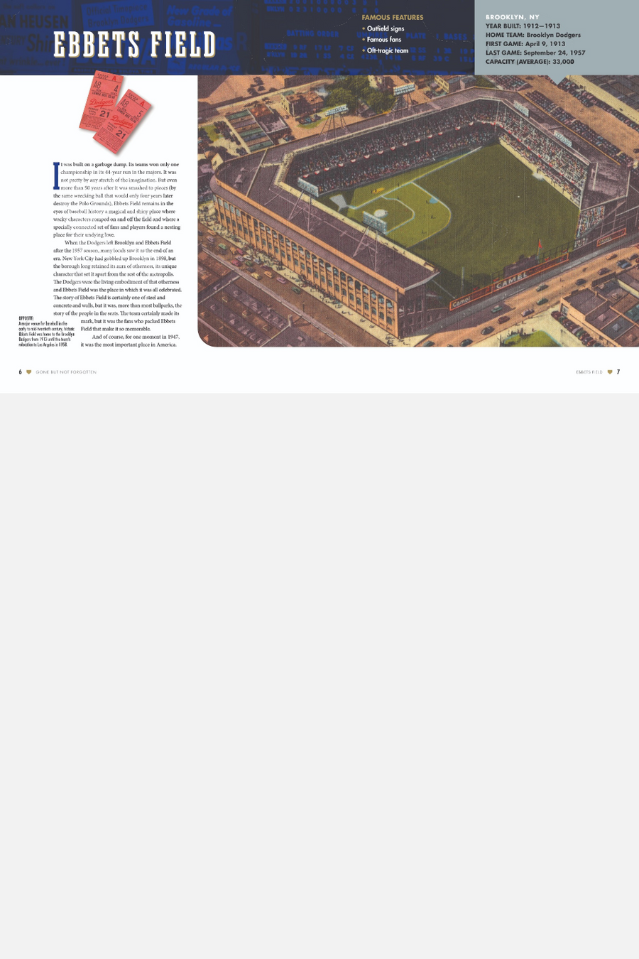 America's Classic Ballparks Book – detail