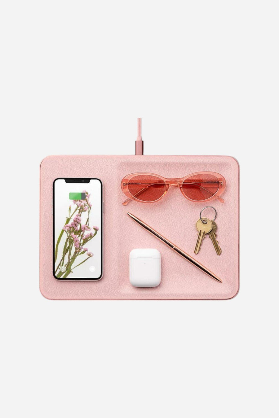 Courant Catch 3 Wireless Leather Charger in Dusty Rose