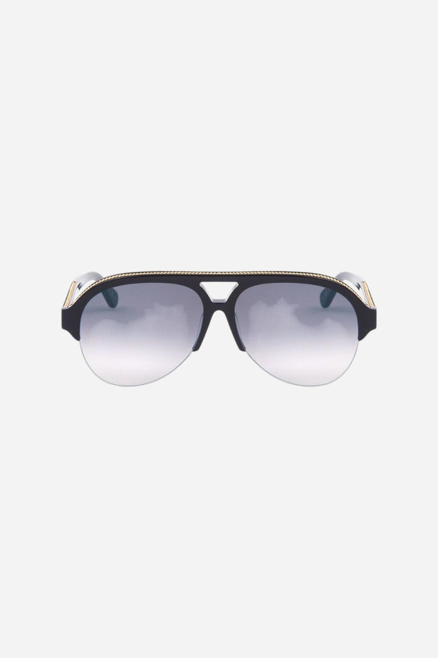 Stella McCartney Pilot Sunglasses, Black with Gold Trim