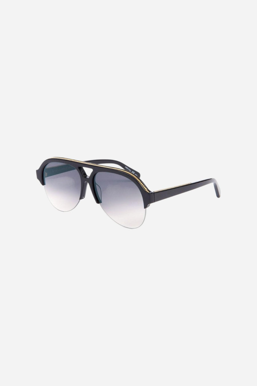 Stella McCartney Pilot Sunglasses, Black with Gold Trim
