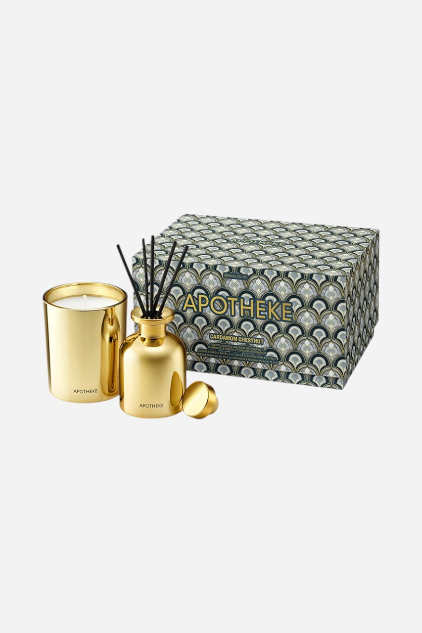 Apotheke Cardamom Chestnut Candle and Diffuser Duo – front view