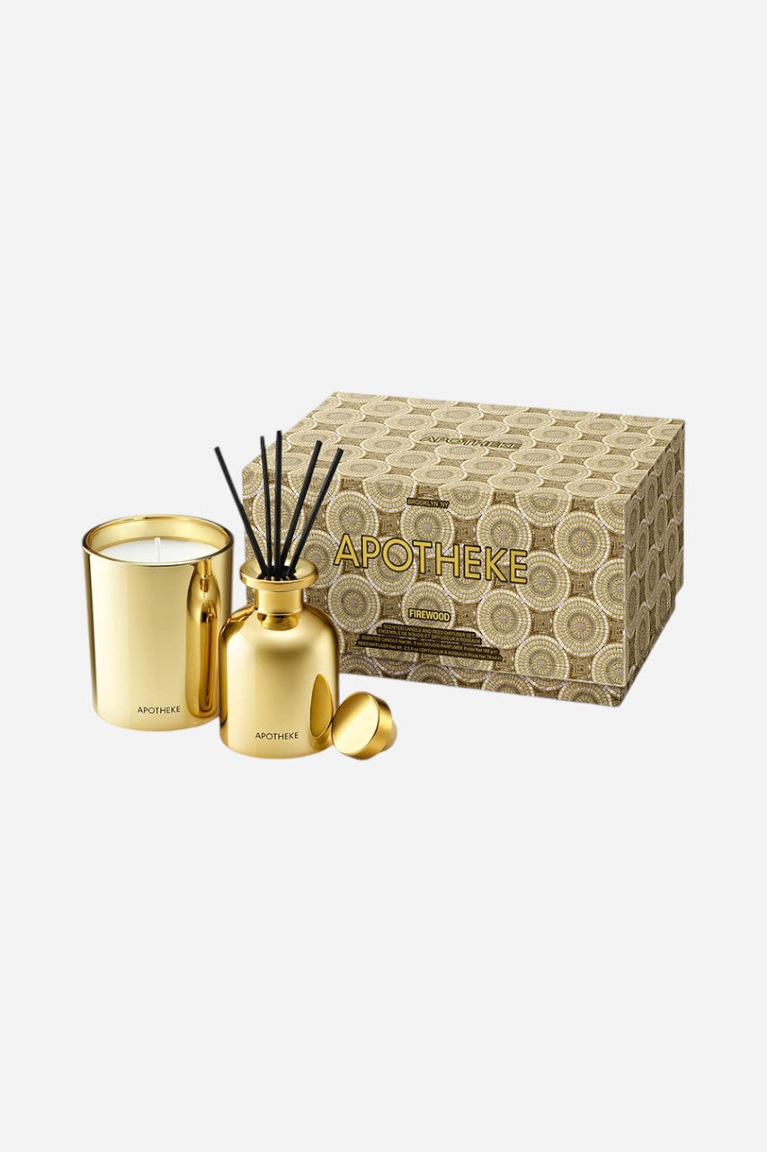Apotheke Firewood Candle and Diffuser Duo – front view