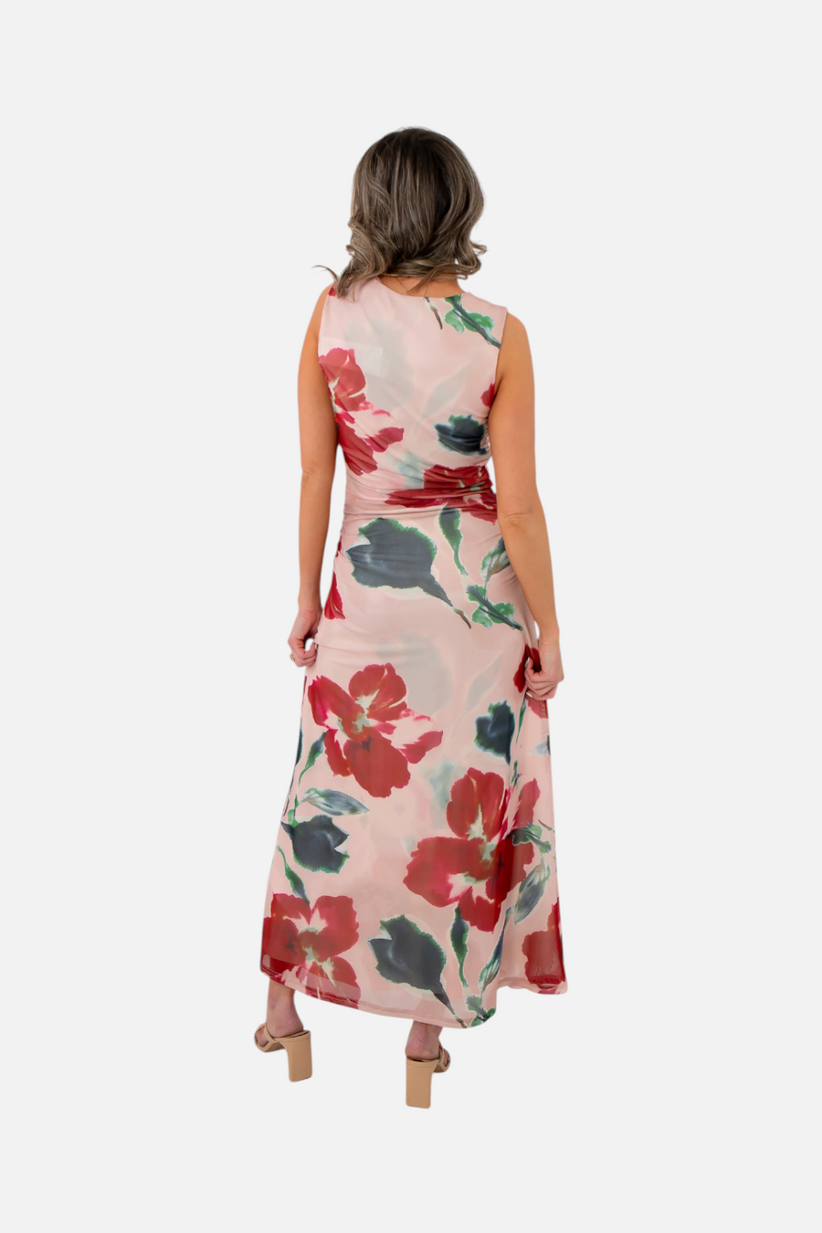 Minkpink Women's Arabella Mesh Midi Dress in Red Floral